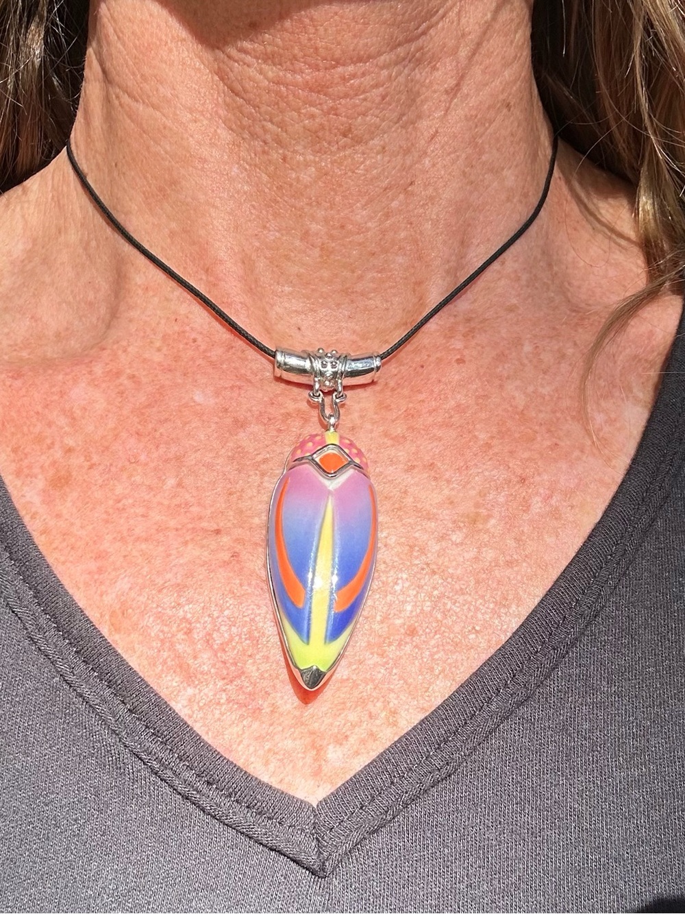 Multicolor scarab pendant by Franz